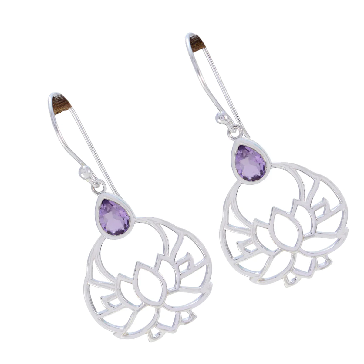 Amethyst Turkish Isabel Solitaire Dangle Purple 92.5 Silver Earring - Image 3