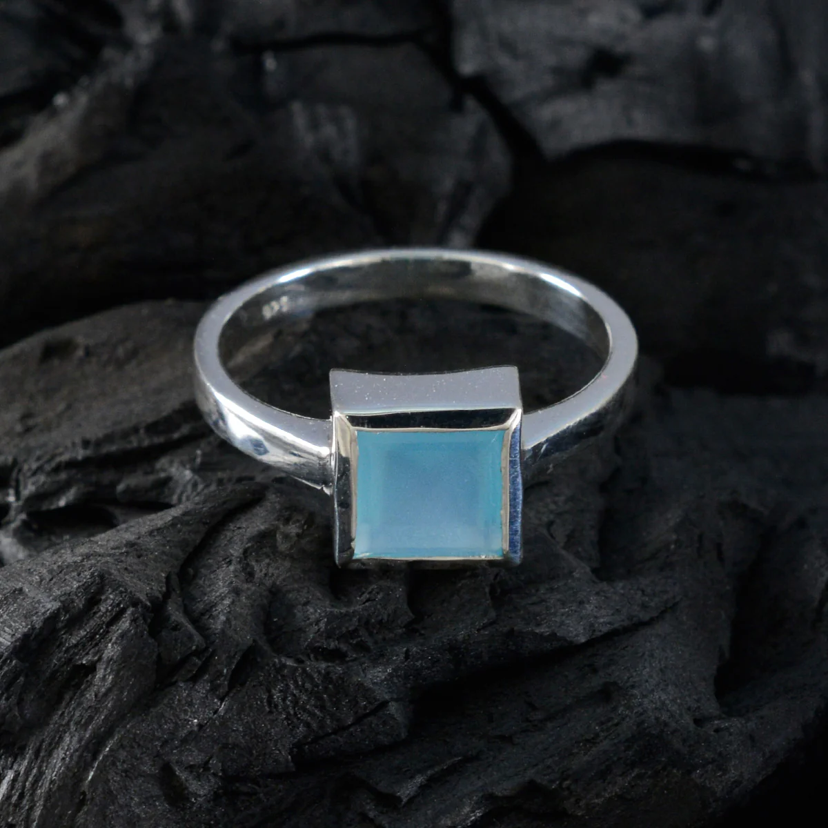 Aqua Chalcedony Solitaire German Silver Green Gemstones Featherlight Cultural Ring Jewelry - Image 4