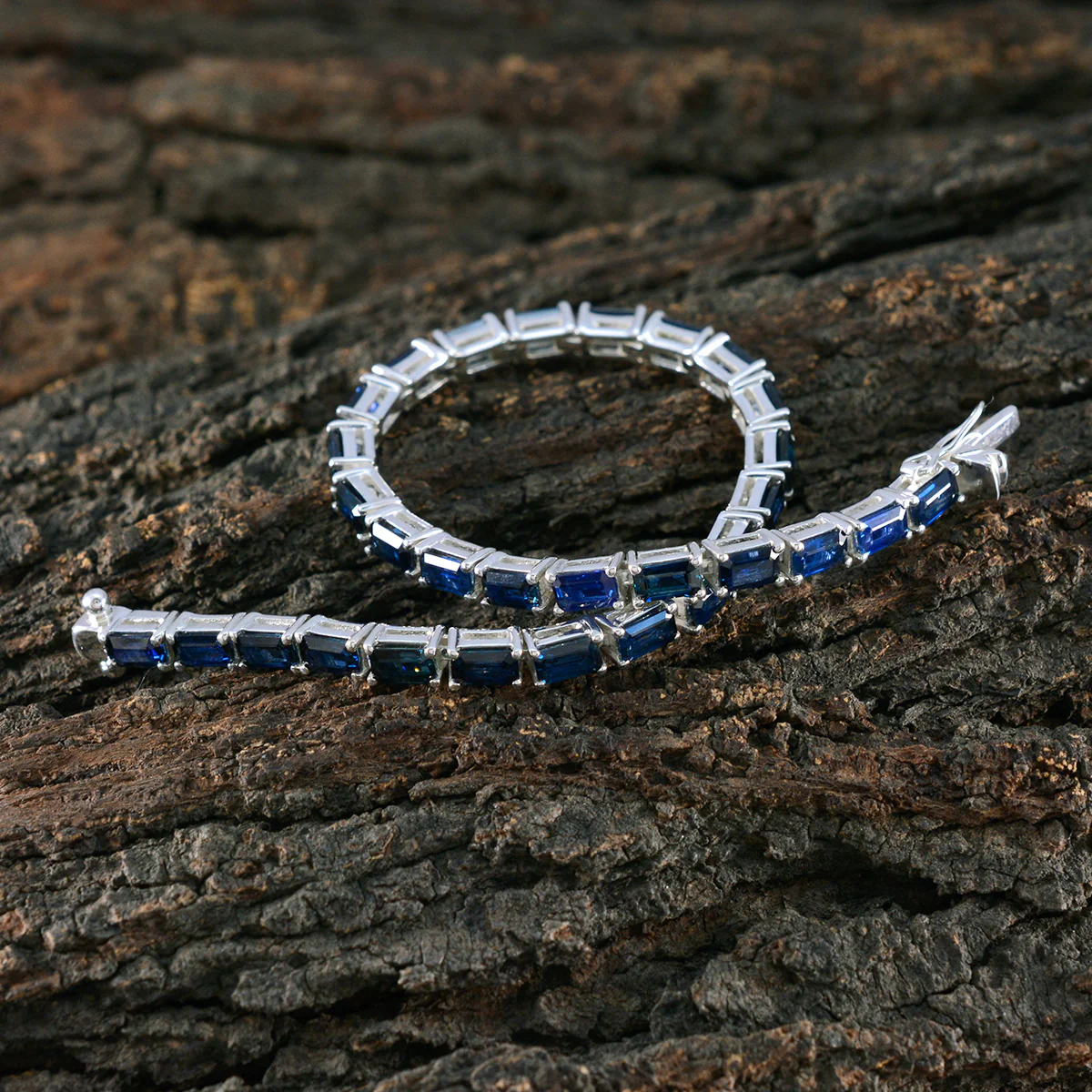 Blue Supphire CZ Thanksgiving Tiny Blue 925 Silver Tennis Bracelet - Image 4