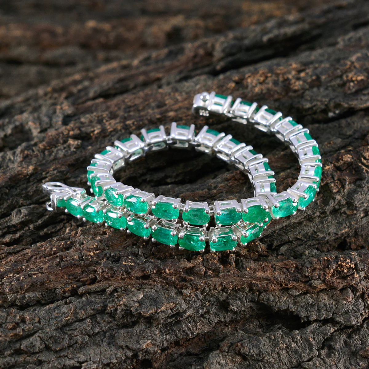 Emerald CZ Cat Day Tiny Green 925 Silver Tennis Bracelet - Image 4
