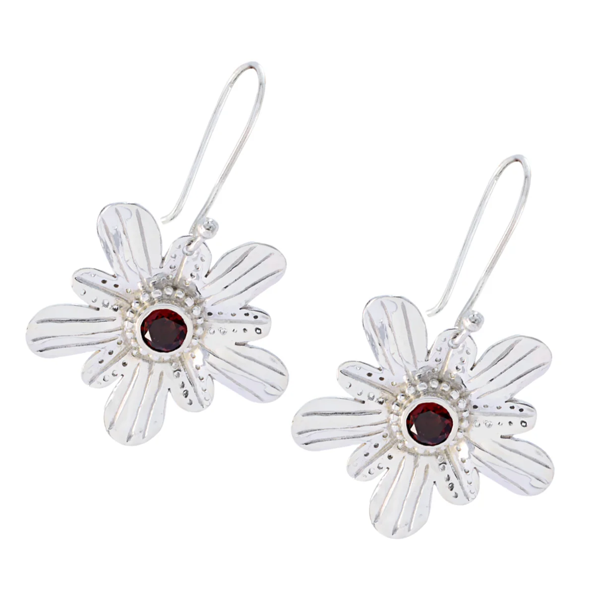 Garnet African Katharina Solitaire Dangle Red 925 Silver Earring - Image 3
