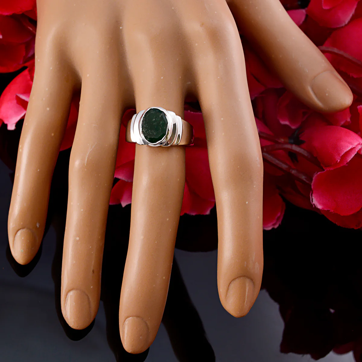 Indian Emerald Solitaire African 925 Silver Green Gemstones Eye-catching propsel Ring Jewellery - Image 6