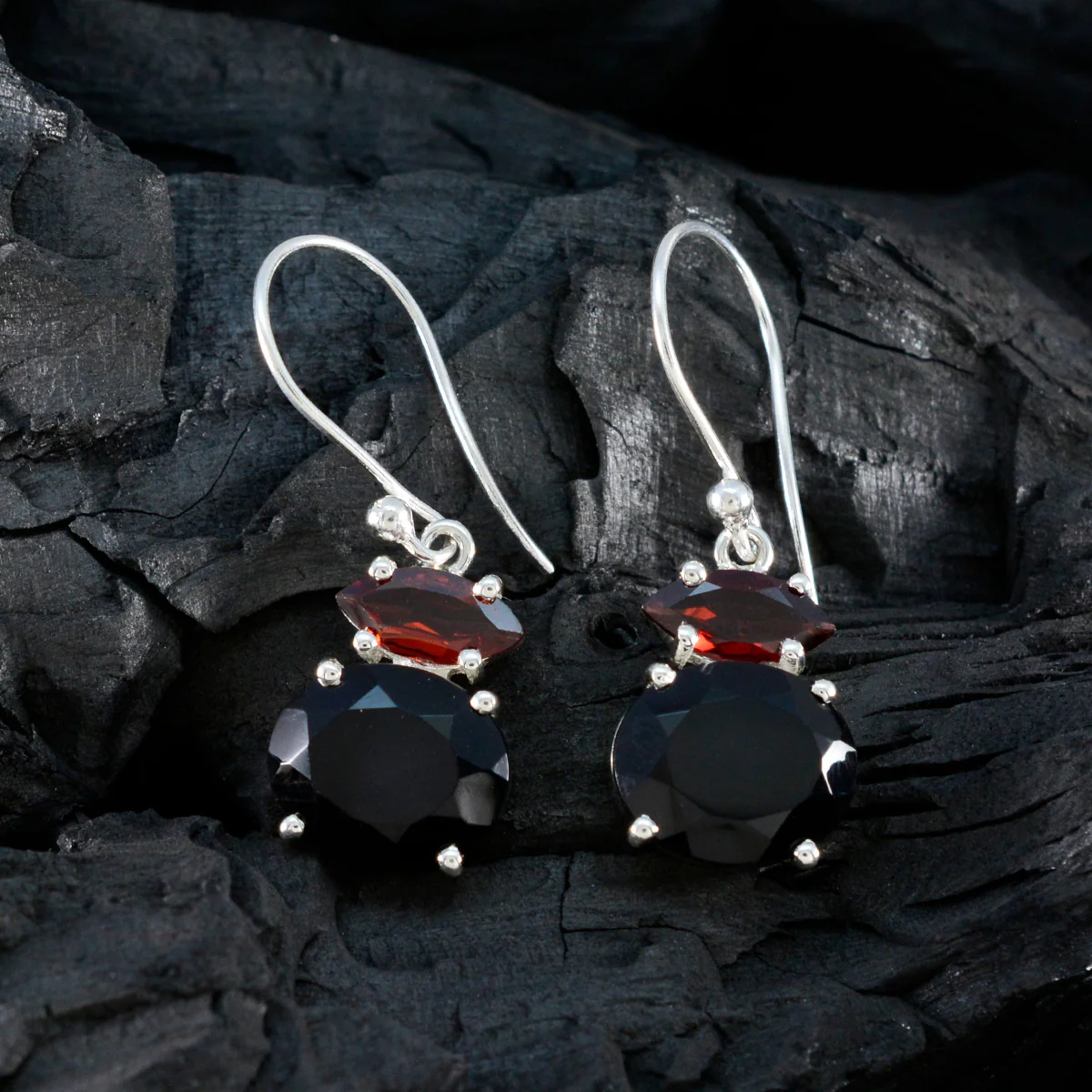 Multi French Hye-jin multiple Dangle multicolor Silver Earring - Image 4