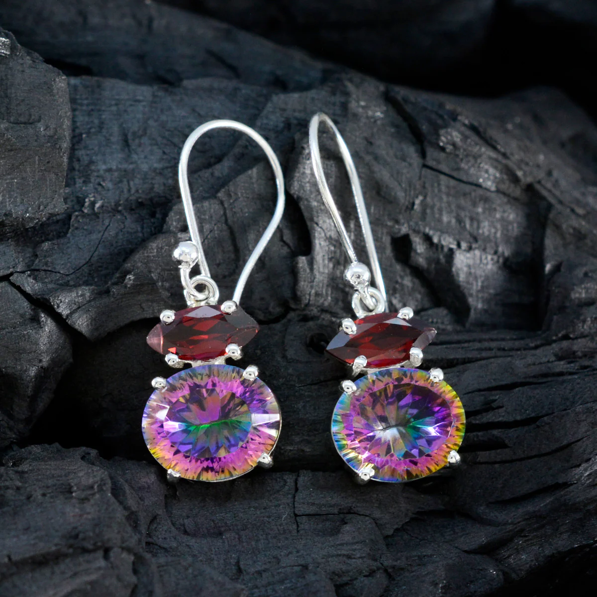 Multi Moroccan Li Lee multiple Dangle multicolor 925 Sterling Silver Earring - Image 4