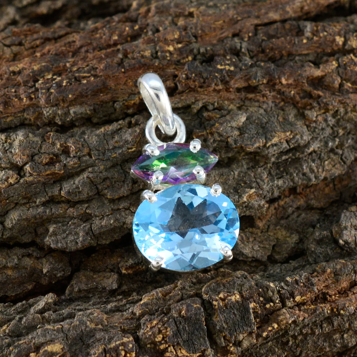 Multi Stone Delicate Mexican 92.5 Silver Toi et Moi Yasmine Trendy multicolor Pendant Jewellery - Image 3
