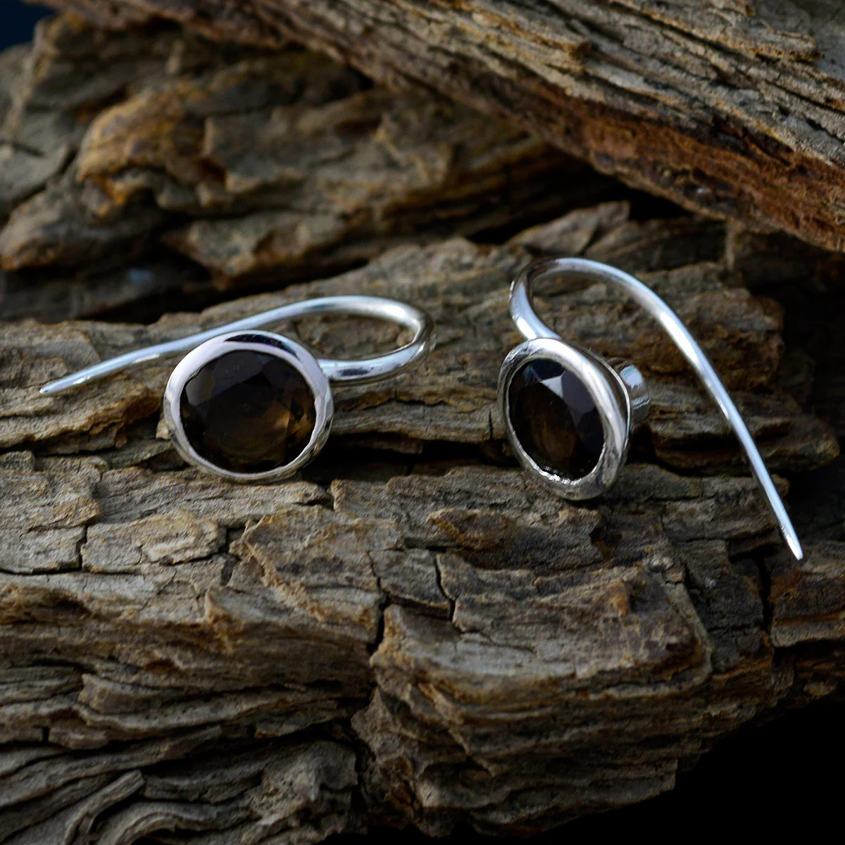 Smoky Quartz Australian Luisa Solitaire Dangle Brown 92.5 Silver Earring - Image 3