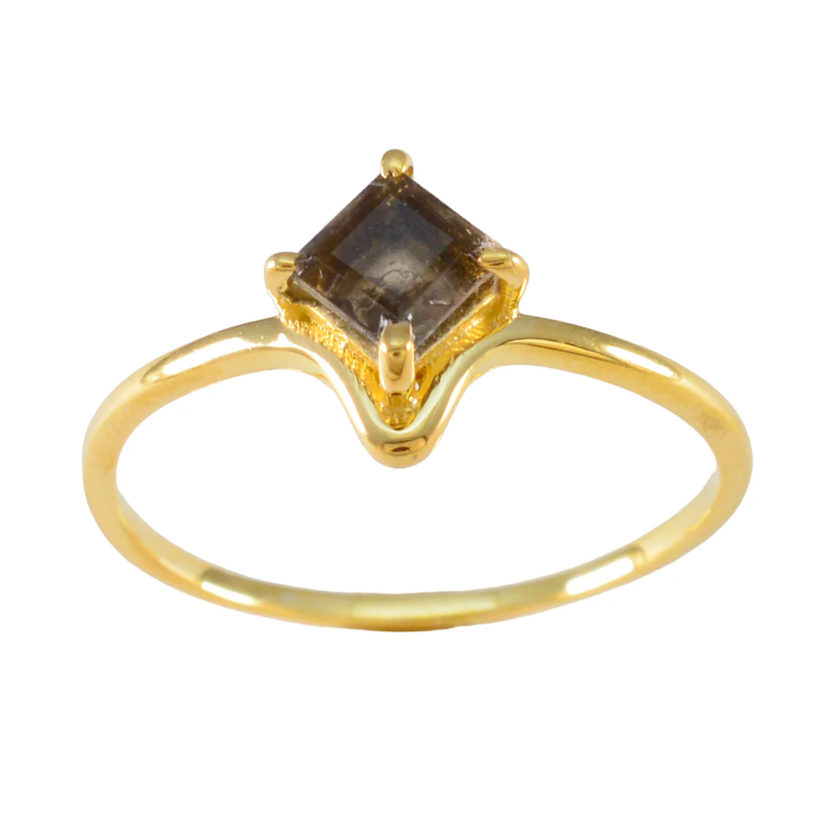 Smoky Quartz Solitaire American Sterling Silver Brown Gemstones Delicate Romantic Ring Jewelry - Image 3
