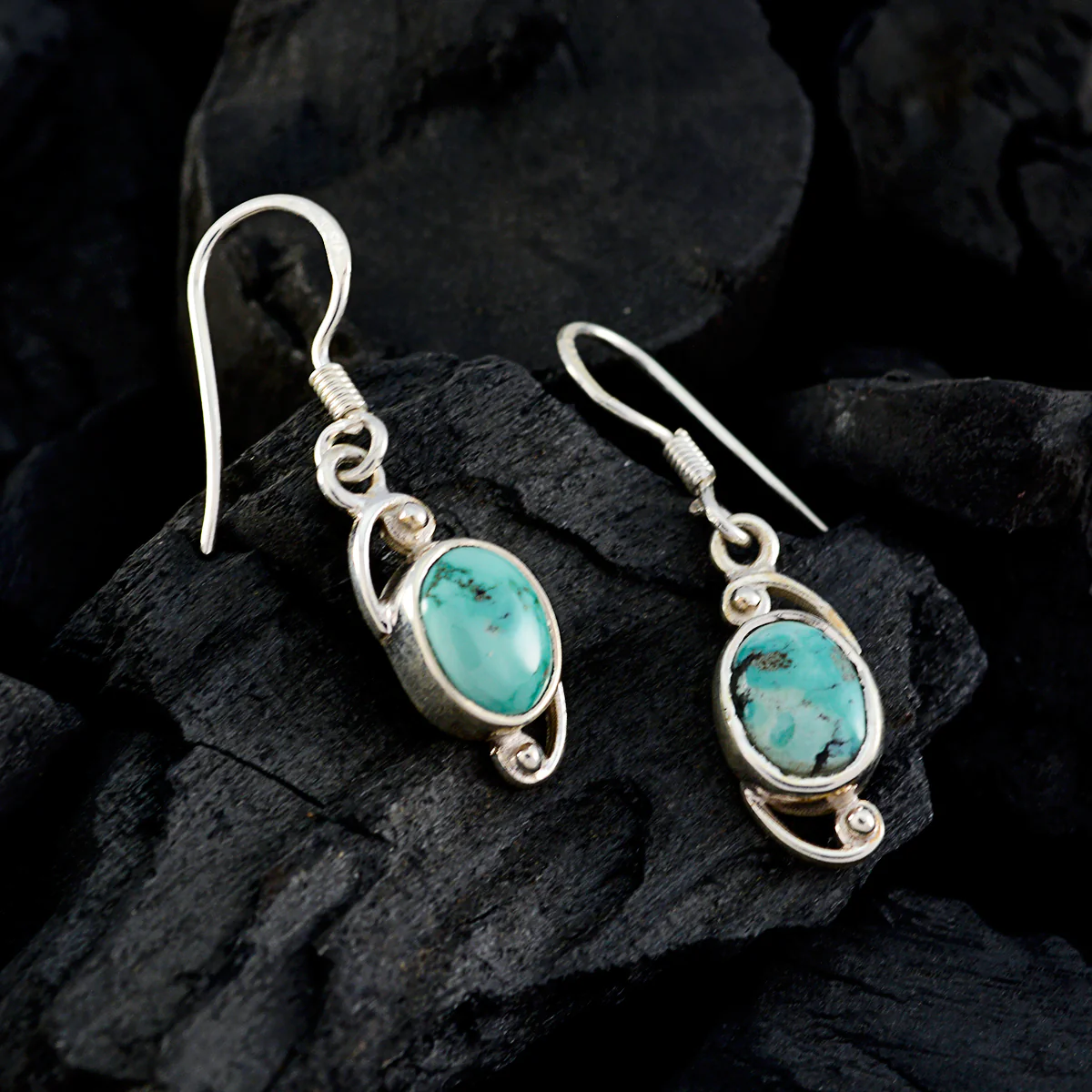 Turquoise Australian Emma Solitaire Dangle Blue 925 Sterling Silver Earring - Image 3